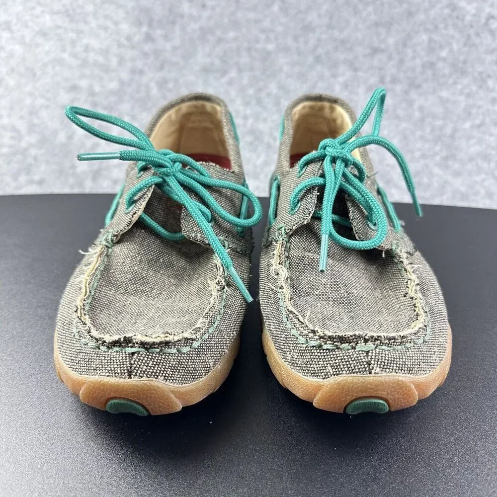 Twisted X ECO Boat Shoes Driving Mocs Womens 6.5M WDM0085 Western Outdoors Teal